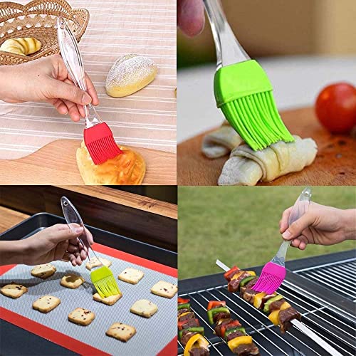 RJ kitchenware Store Silicone Brush and Spatula Set, 2-Pieces, Red Brush Ghee oil Brush Multi color Silicone Heat Resistant Oil Brush and Spatula Set with Handle/Pastry/Cake Brush/Ghee Combo set of 2 Pcs - Image 3