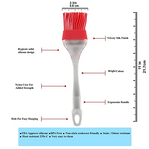 RJ kitchenware Store Silicone Brush and Spatula Set, 2-Pieces, Red Brush Ghee oil Brush Multi color Silicone Heat Resistant Oil Brush and Spatula Set with Handle/Pastry/Cake Brush/Ghee Combo set of 2 Pcs - Image 4