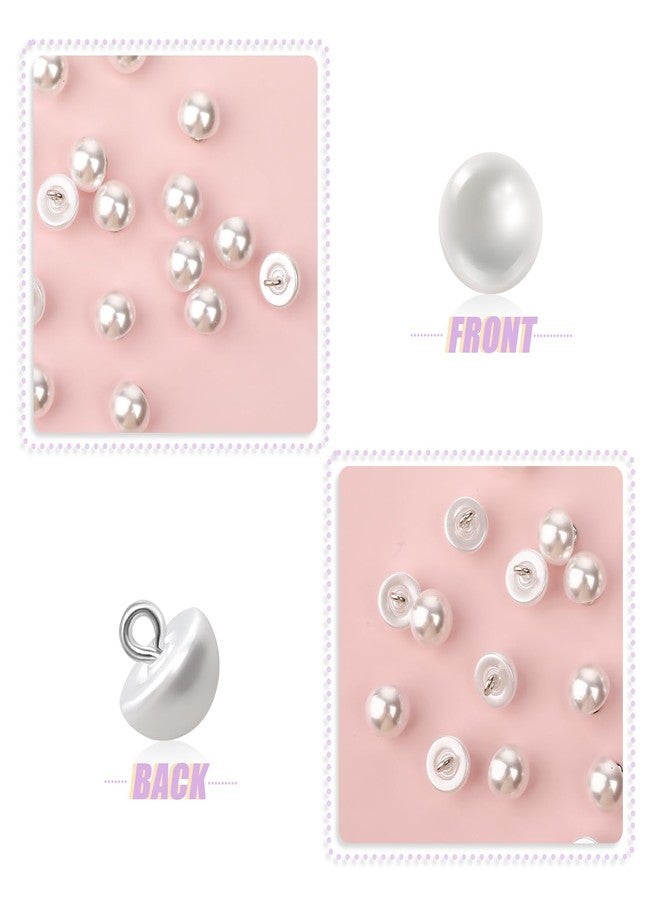 Hariendny 50PCS 10mm Pearl Buttons with Shank Round Pearl Buttons Decorative Buttons for Wedding Dresses, Sewing, Shirts, Jewelry Decorations, DIY Crafts Plastic Resin Sewing Buttons, white - Image 3