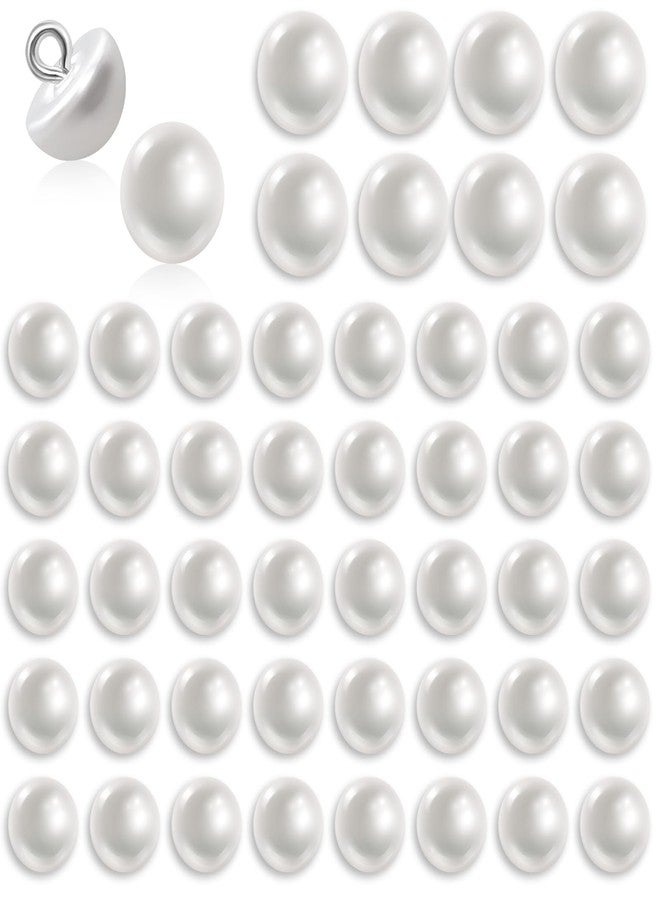 Hariendny 50PCS 10mm Pearl Buttons with Shank Round Pearl Buttons Decorative Buttons for Wedding Dresses, Sewing, Shirts, Jewelry Decorations, DIY Crafts Plastic Resin Sewing Buttons, white - Image 1