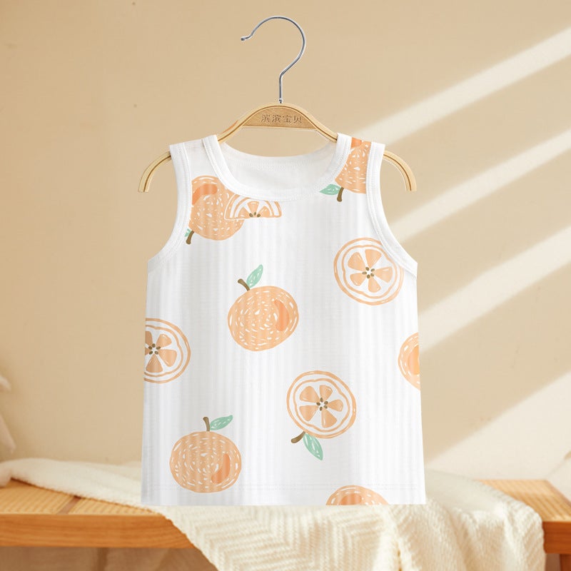 Baby Vest Summer Thin Baby Girl''s Camisole Small Vest Cotton Children''s Sleeveless Inner Wear Boys'' Summer Wear - Image 1