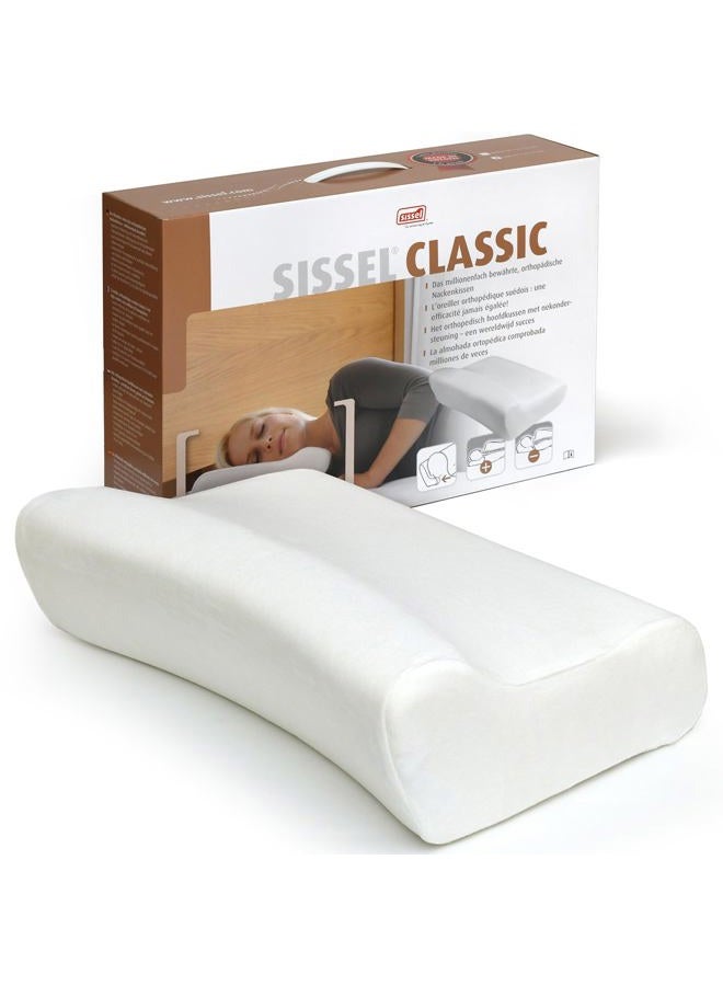 SISSEL Classic Neck Pillow Size L, Unique Incline for Disc & Vertebrae Relief, 5-Year Shape Stability Guarantee, Includes Washable Velour Cover, Dimensions: Approx. 47 x 33 x 14 cm - Image 1