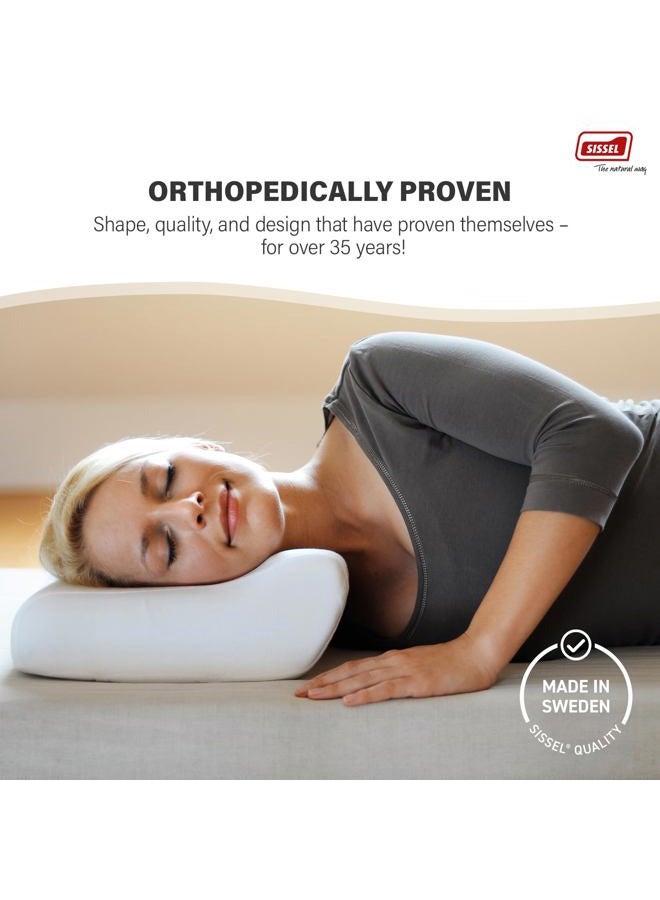 SISSEL Classic Neck Pillow Size L, Unique Incline for Disc & Vertebrae Relief, 5-Year Shape Stability Guarantee, Includes Washable Velour Cover, Dimensions: Approx. 47 x 33 x 14 cm - Image 2