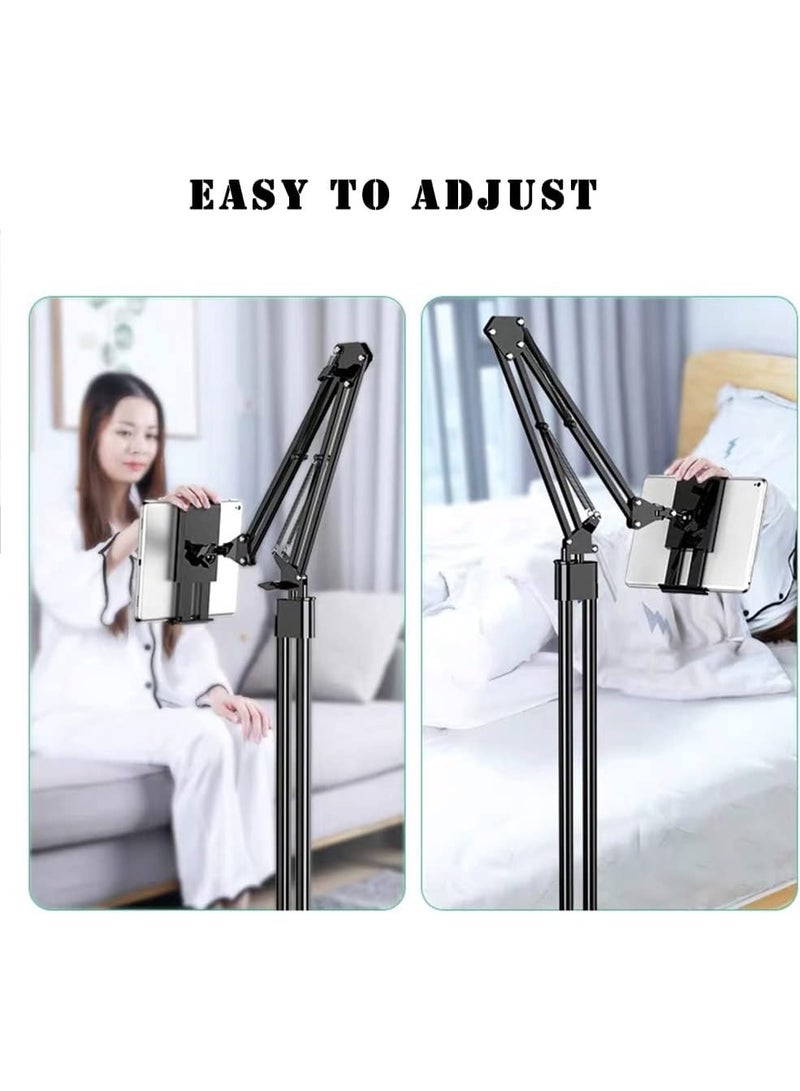 إيونتو حامل 2 في 1 للأجهزة اللوحية والهواتف - حامل أرضي ومكتبي قابل للتعديل للسرير أو المكتب، متوافق مع أجهزة iPad وiPhone وSamsung Galaxy مقاس 4.6-11.9 بوصة (أسود) - Image 3