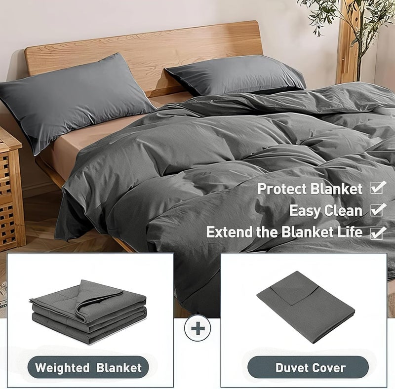 Weighted Idea Cool Removable Duvet Cover 41"x60" for Weighted Blanket, Oeko-texCertified 100% Cotton, (Soft and Fabric, Dark Grey) - Image 4
