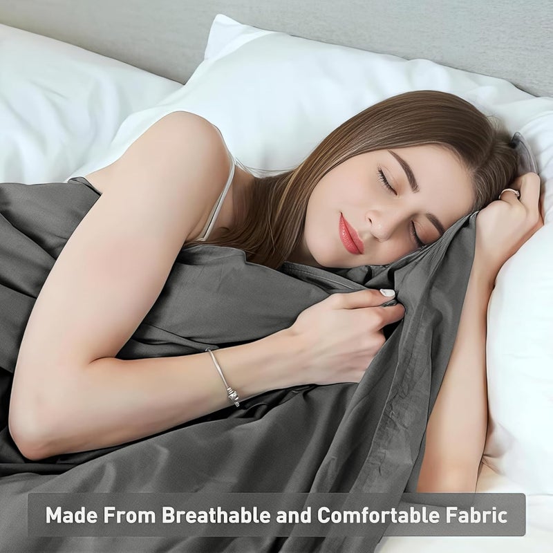 Weighted Idea Cool Removable Duvet Cover 41"x60" for Weighted Blanket, Oeko-texCertified 100% Cotton, (Soft and Fabric, Dark Grey) - Image 3