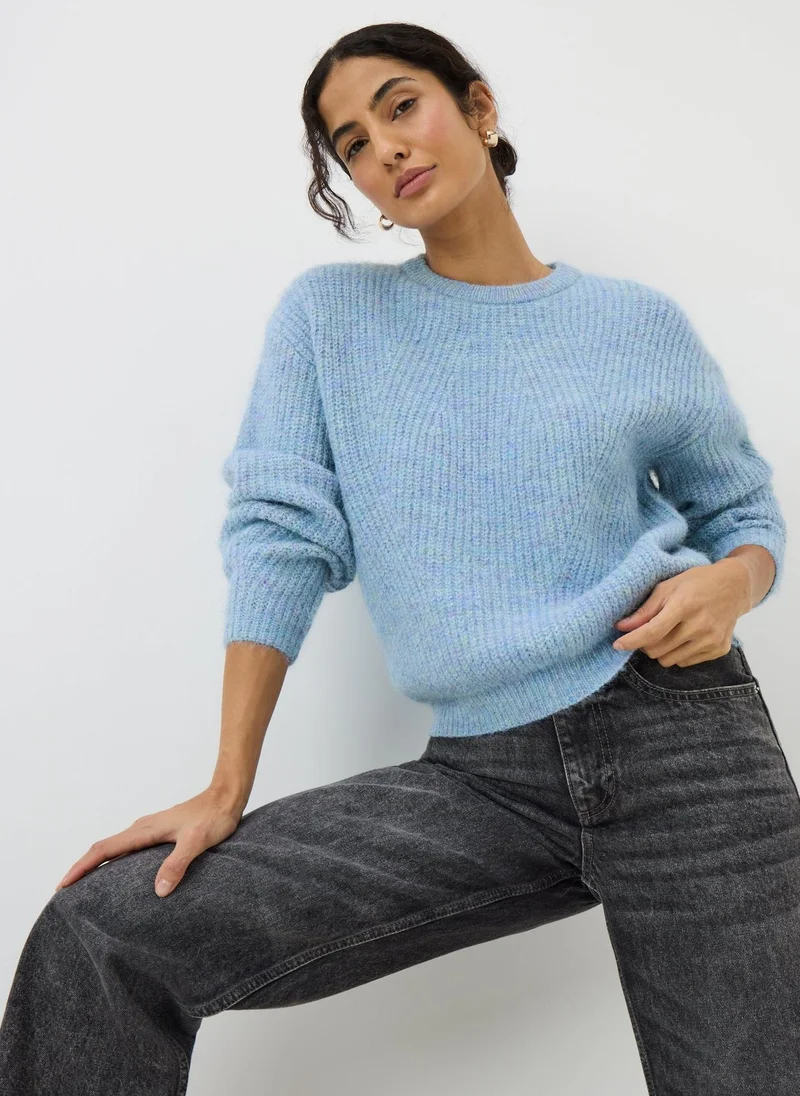 Matalan Denim Blue Space Dye Oversized Jumper