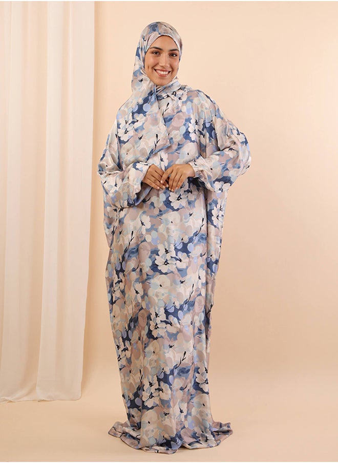 Tie Shop Tie Shop - Printed Satin Isdal - Off White - Blue For Women 
