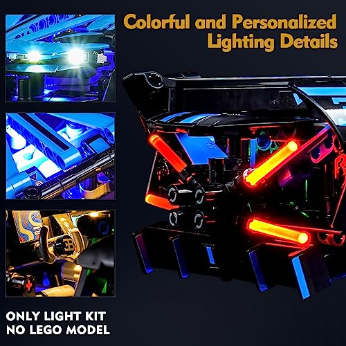VONADO LED Light Kit Compatible with Lego Bugatti Bolide Agile Blue DIY Lighting for Lego 42162 Building Set Creative Bugatti Lights - Image 5