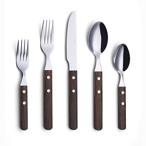 Annova ANNOVA Silverware Set Stainless Steel Cutlery Color Handle With RivetRetro Flatware WalnutWood 303 20 Pieces