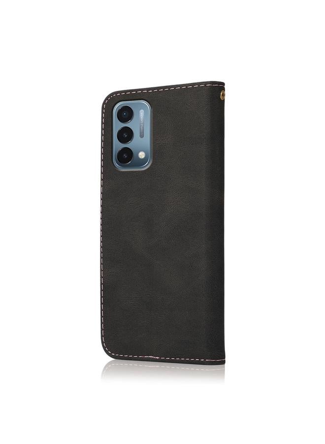 اس-توب جراب لهاتف OnePlus Nord N200 5G، جراب هاتف جلدي مزدوج اللون بخياطة - Image 3