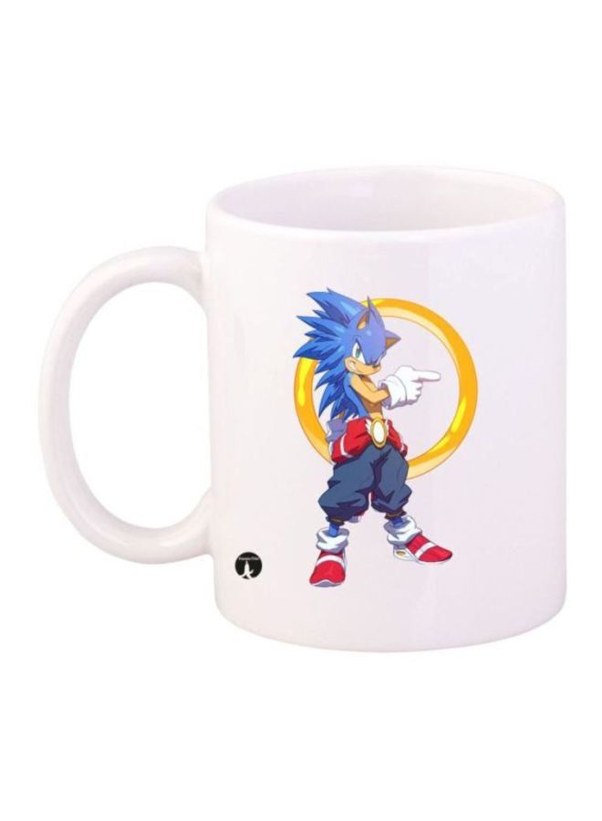 RKN Sonic Video Game Printed Coffee Mug White/Blue/Yellow - Image 1