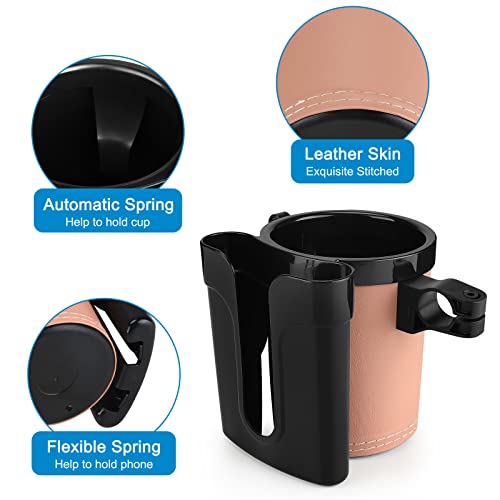 Accmor 3-in-1 Bike Cup Holder with Cell Phone Keys Holder, Bike Water Bottle Holders, Universal Bar Drink Cup Can Holder for Bicycles, Motorcycles, Scooters, Black Beige - Image 5