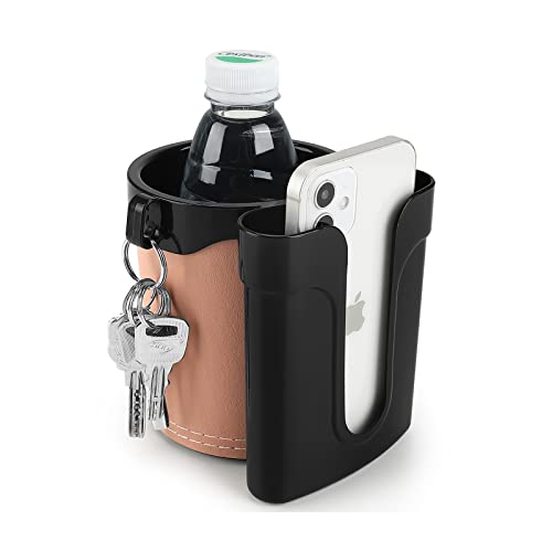 Accmor 3-in-1 Bike Cup Holder with Cell Phone Keys Holder, Bike Water Bottle Holders, Universal Bar Drink Cup Can Holder for Bicycles, Motorcycles, Scooters, Black Beige - Image 1