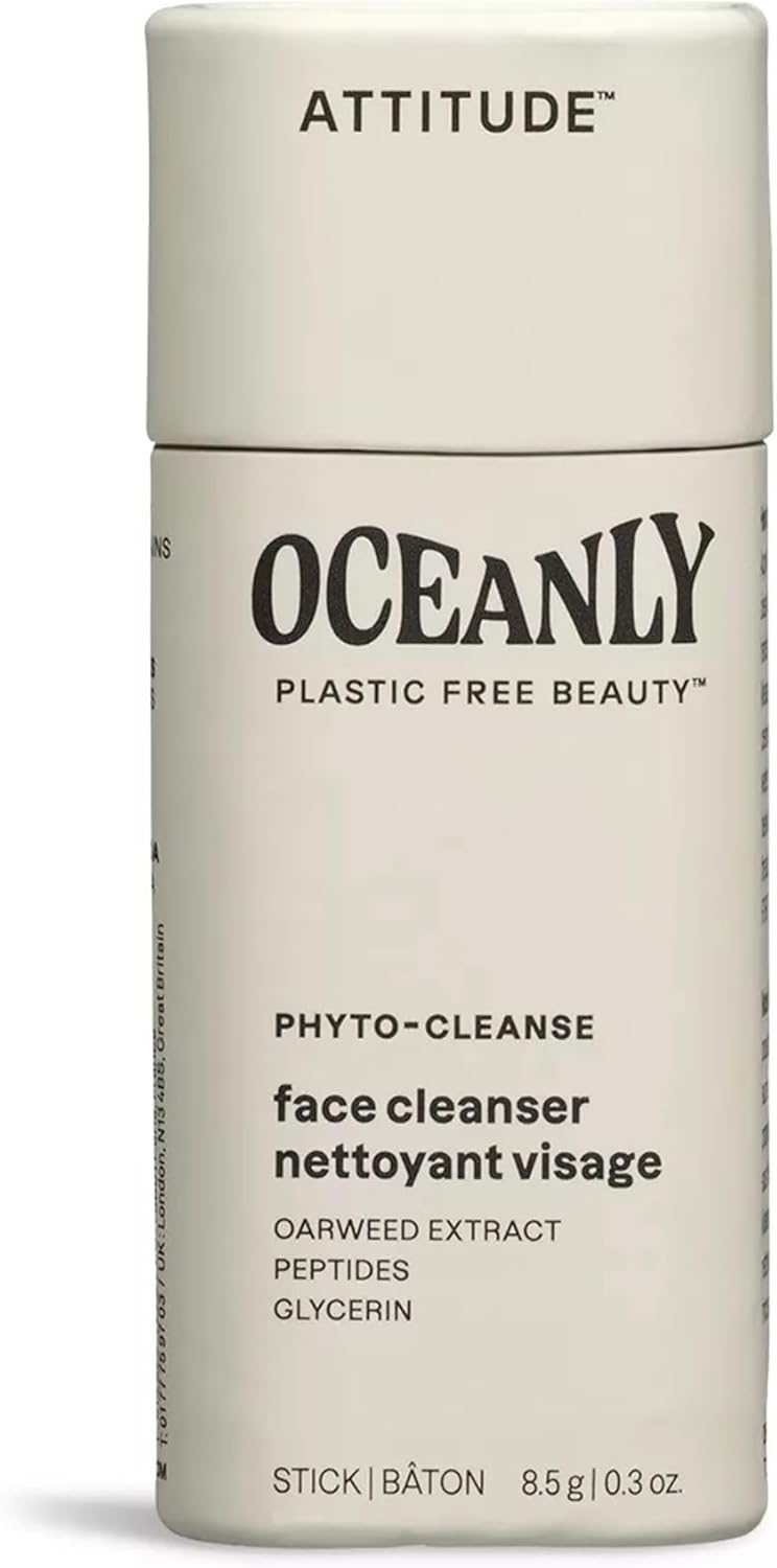 ATTITUDE Oceanly Face Cleanser Stick EWG Verified Plasticfree Plant and MineralBased Ingredients Vegan Skin Care Products PHYTO CLEANSE Unscented 85 grams