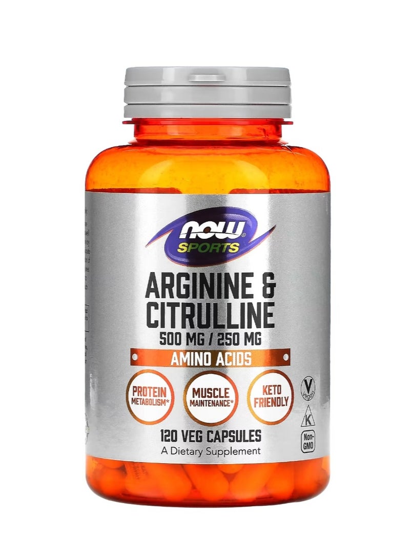 Now Foods Sports Arginine And Citrulline 120 Veg Capsules - Image 1