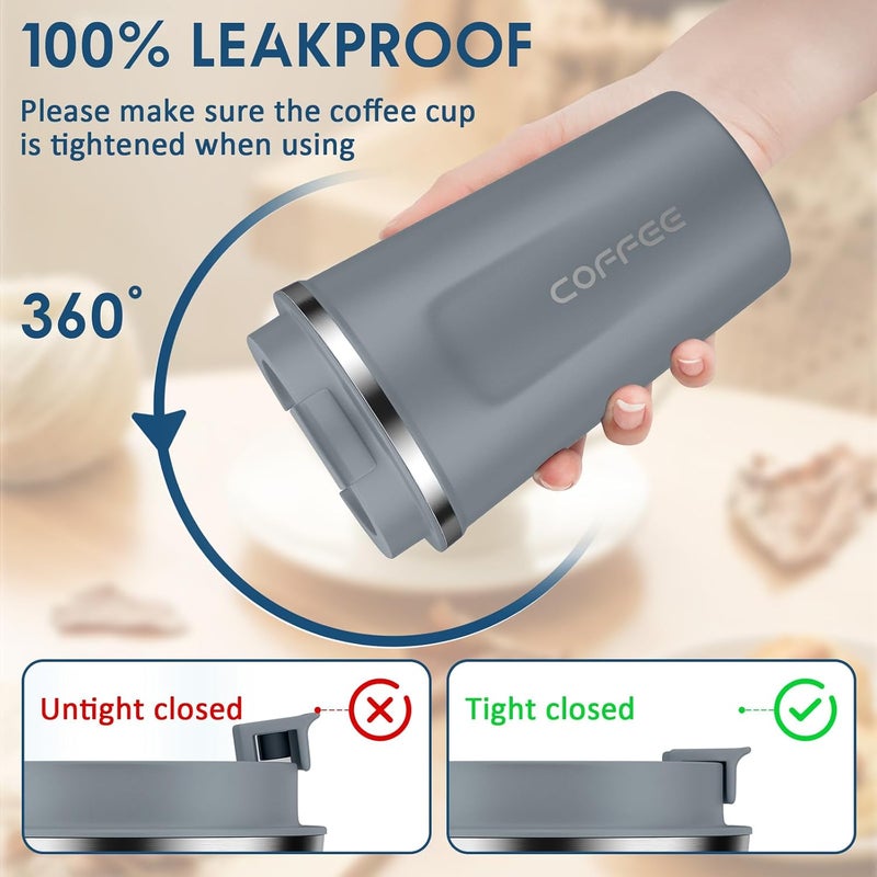 CS COSDDI 12 oz Stainless Steel Vacuum Insulated Tumbler - Coffee Travel Mug Spill Proof with Lid - Coffee Cups for Keep Hot/Ice Coffee,Tea and Beer - Image 2