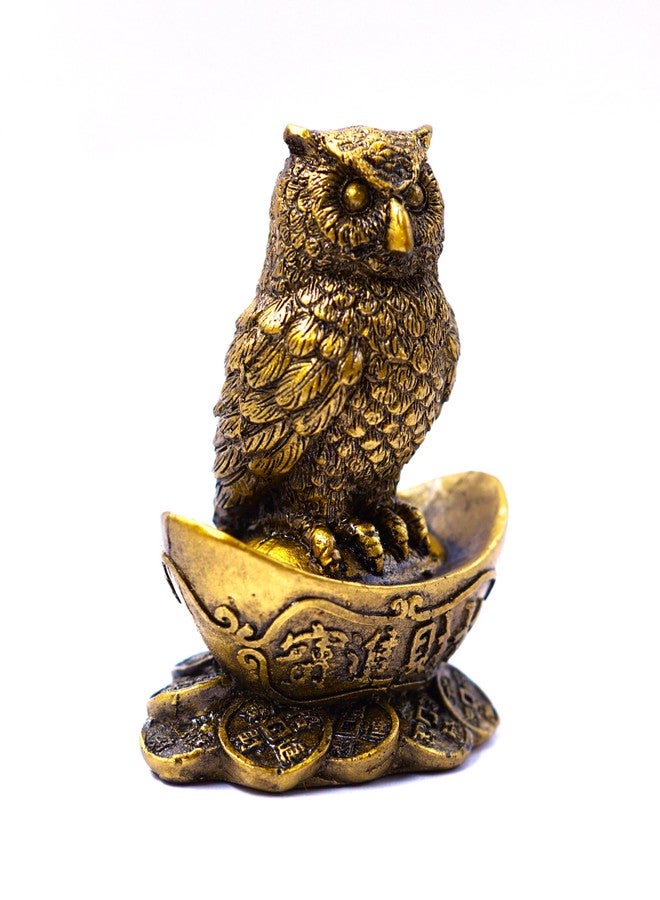 INARA Creation Owl Statue/Showpiece/Idol for Good Luck and Prosperity Showpiece for Car Dashboard and Home Decor - 4 Inch (Gold) - Image 2