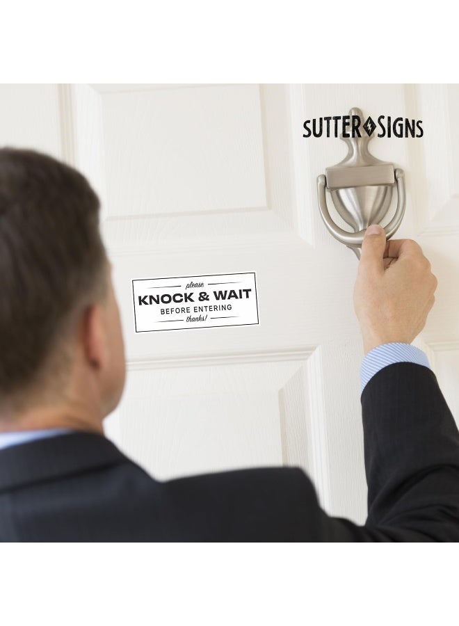 Sutter Signs Please Knock & Wait Before Entering Stickers, Black/White, 2" x 5" - Pack of 2 - Image 5