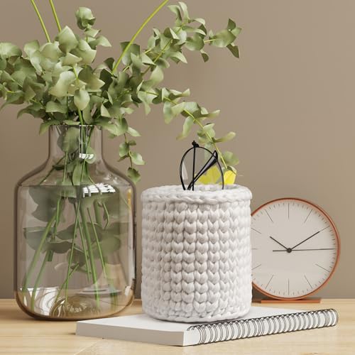 HOSROOME Glasses Holder for Nightstand Boho Decor Eyeglass Holder Stand for Office Desk Organizer Makeup Brush Holder Organizer-White - Image 5