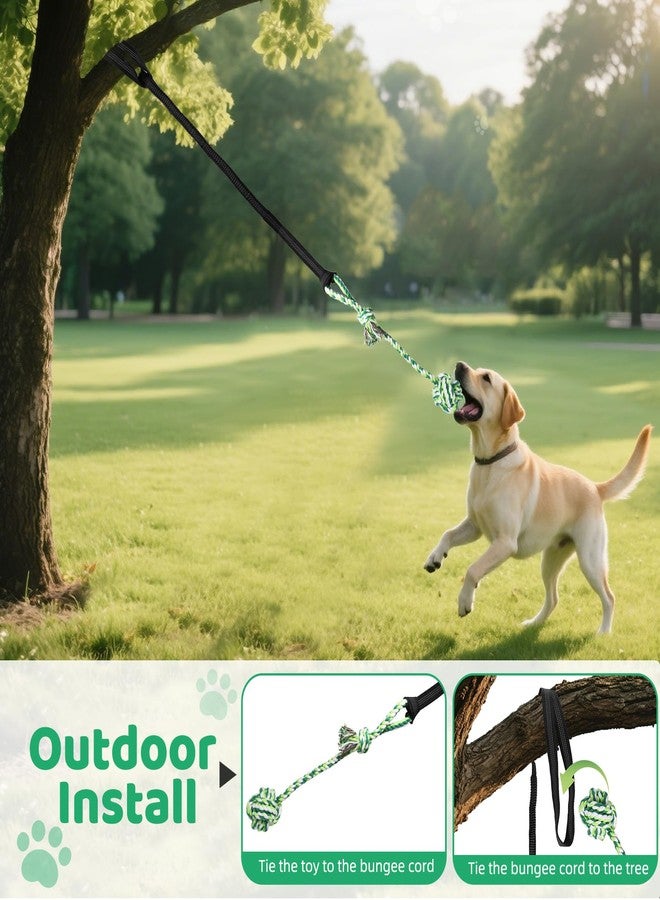 EIODEAR Bungee Tug of War Dog Toy with Upgraded Steel Stake, Cotton Ball, Teething Rope and Soft Rope, Tether Tug Outdoor Dog Toy for Lawns and Trees, Interactive Dog Toys for Medium, Large Dog, Blue - Image 3