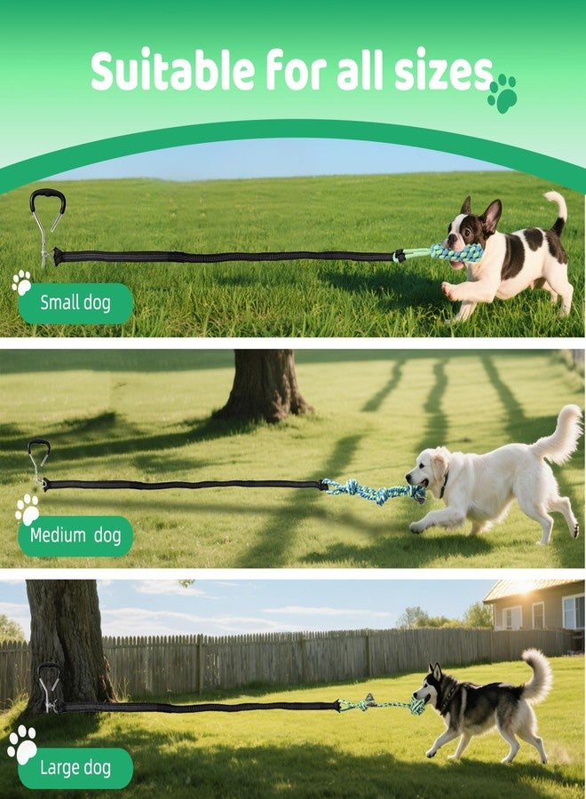 EIODEAR Bungee Tug of War Dog Toy with Upgraded Steel Stake, Cotton Ball, Teething Rope and Soft Rope, Tether Tug Outdoor Dog Toy for Lawns and Trees, Interactive Dog Toys for Medium, Large Dog, Blue - Image 4