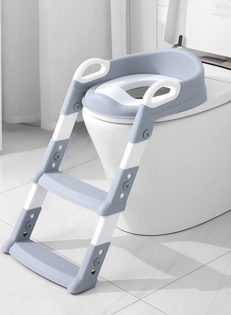 Arabest Foldable Potty Training Seat for Baby with Safety Ladder | Non-Slip Toilet Training Seat for Toddlers (Grey) - Baby Toilet & Bathroom Kids Potty Seat - Image 1