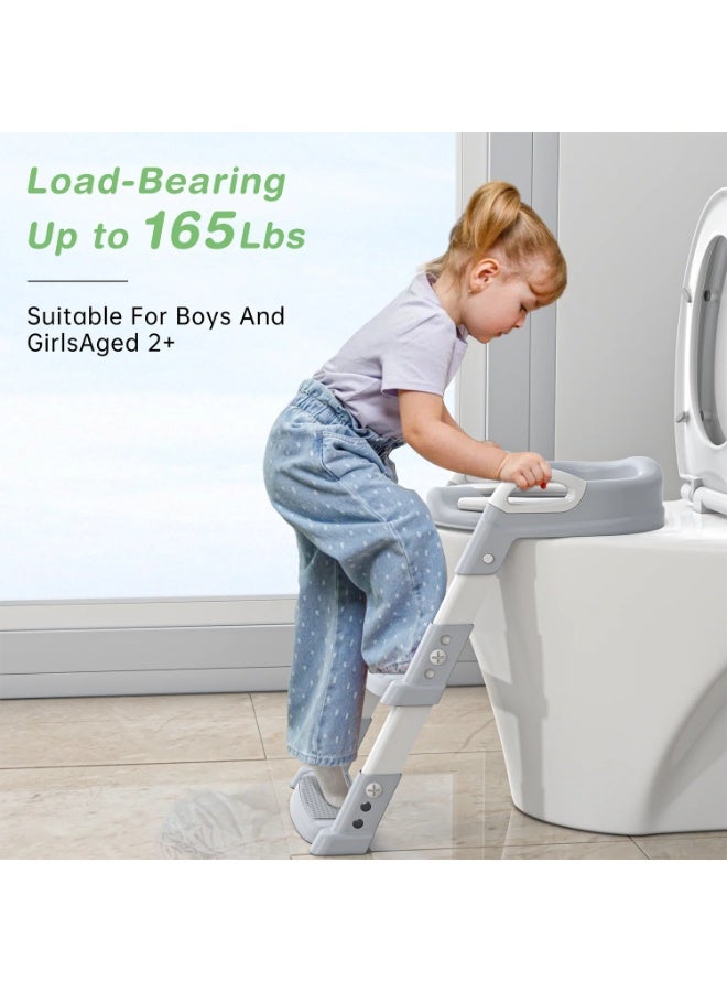Arabest Foldable Potty Training Seat for Baby with Safety Ladder | Non-Slip Toilet Training Seat for Toddlers (Grey) - Baby Toilet & Bathroom Kids Potty Seat - Image 2
