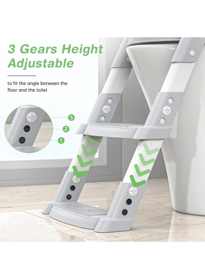 Arabest Foldable Potty Training Seat for Baby with Safety Ladder | Non-Slip Toilet Training Seat for Toddlers (Grey) - Baby Toilet & Bathroom Kids Potty Seat - Image 4