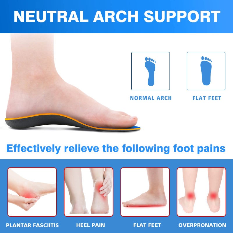Kelaide Arch Support Insoles Relief Plantar Fasciitis, Comfort Orthotic Inserts for Flat Feet, Feet Pain, Pronation, Shoes Insoles for Men and Women Blue - Image 2