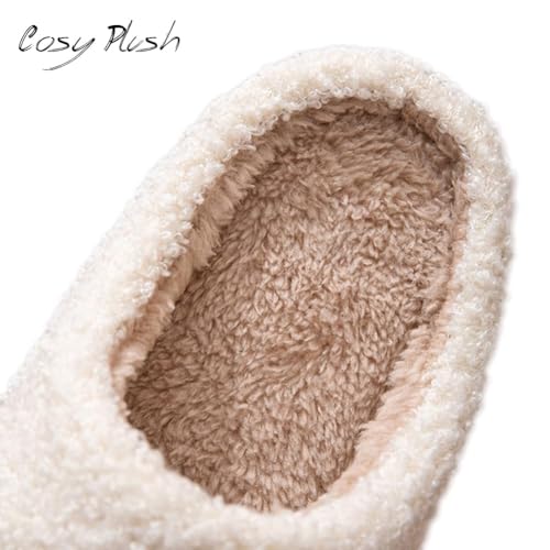 AIMINUO Womens Mens Preppy Happy Face Slippers Comfy Warm Plush SlipOn House Slipper for Winter Indoor Soft Cushion Nonslip Fluffy Slides Slippers WhiteCyan Size 95105 Women8595 Men - Image 3