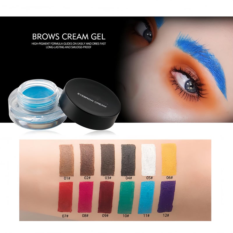 Melemando 12 Color Eyebrow Cream Colorful Smooth Eyebrow Pomade Gel Long Lasting Waterproof Eyeliner Gel Eye Brow Makeup Cosmetics with Eyebrow Brush (06 Daffodil) - Image 3