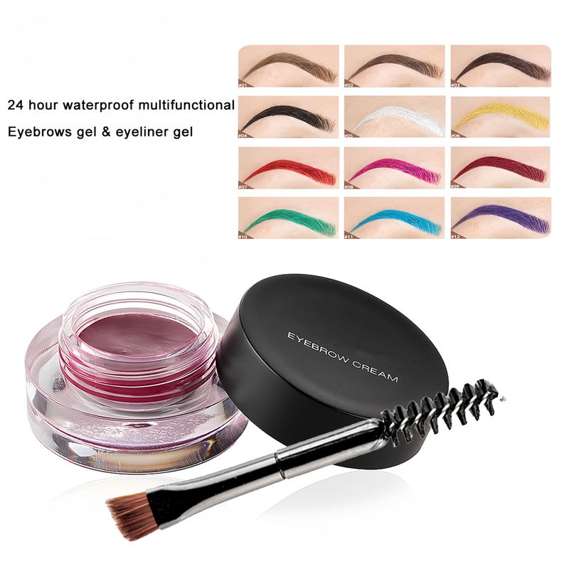Melemando 12 Color Eyebrow Cream Colorful Smooth Eyebrow Pomade Gel Long Lasting Waterproof Eyeliner Gel Eye Brow Makeup Cosmetics with Eyebrow Brush (06 Daffodil) - Image 5