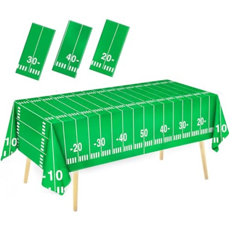 3 Packs Party Football Tablecloth 54"x 108",Football Theme Plastic Touchdown Table Cover for Birthday Party Decorations Tailgate Football Party - Image 1