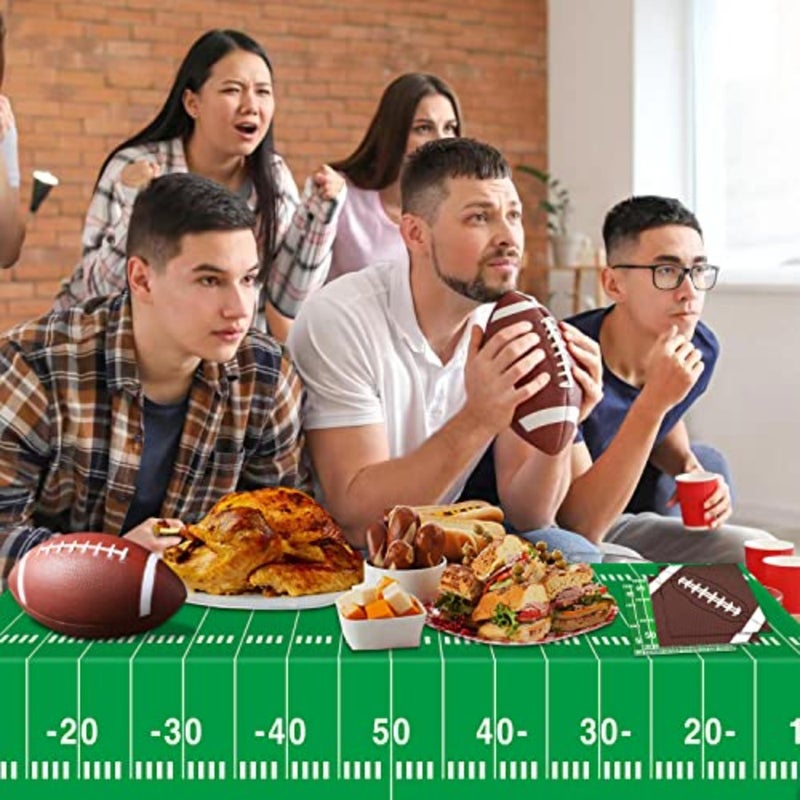 3 Packs Party Football Tablecloth 54"x 108",Football Theme Plastic Touchdown Table Cover for Birthday Party Decorations Tailgate Football Party - Image 4