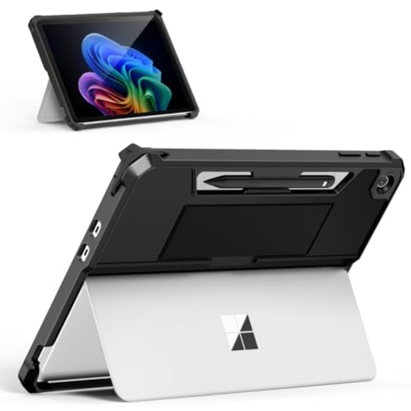 Custodia per il Nuovo Microsoft Surface Pro 12 2025, Nero Custodia Resistente, Supporto Multiangolare, Portapenne e Cinturino da Polso, Supporta la tastiera Type Cover - Image 1