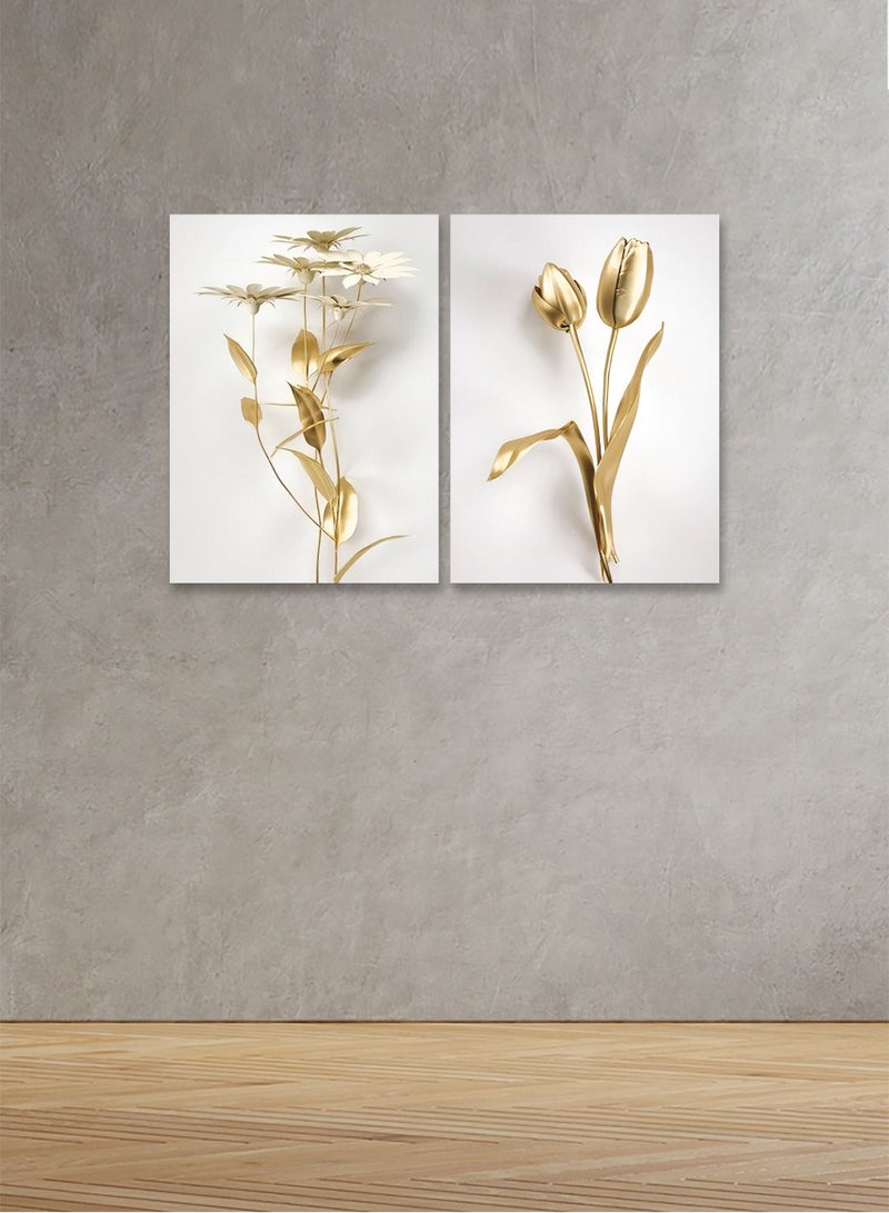 Marktna Decorative Wall Art Painting with a Flower Design, 2 pieces, Size 80x60 cm - Image 1