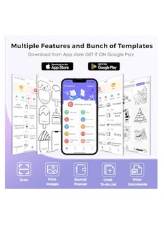 KASTWAVE Mini Printer with 6 Rolls Sticker Paper, Portable Sticker Printer Efficiently and Quickly, Thermal-Wireless-Bluetooth-Mini Inkless-Printer, Pictures, DIY, Label, Free App with Multiple Templates  - Image 3