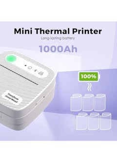 KASTWAVE Mini Printer with 6 Rolls Sticker Paper, Portable Sticker Printer Efficiently and Quickly, Thermal-Wireless-Bluetooth-Mini Inkless-Printer, Pictures, DIY, Label, Free App with Multiple Templates  - Image 4