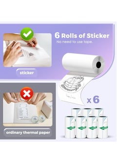 KASTWAVE Mini Printer with 6 Rolls Sticker Paper, Portable Sticker Printer Efficiently and Quickly, Thermal-Wireless-Bluetooth-Mini Inkless-Printer, Pictures, DIY, Label, Free App with Multiple Templates  - Image 5