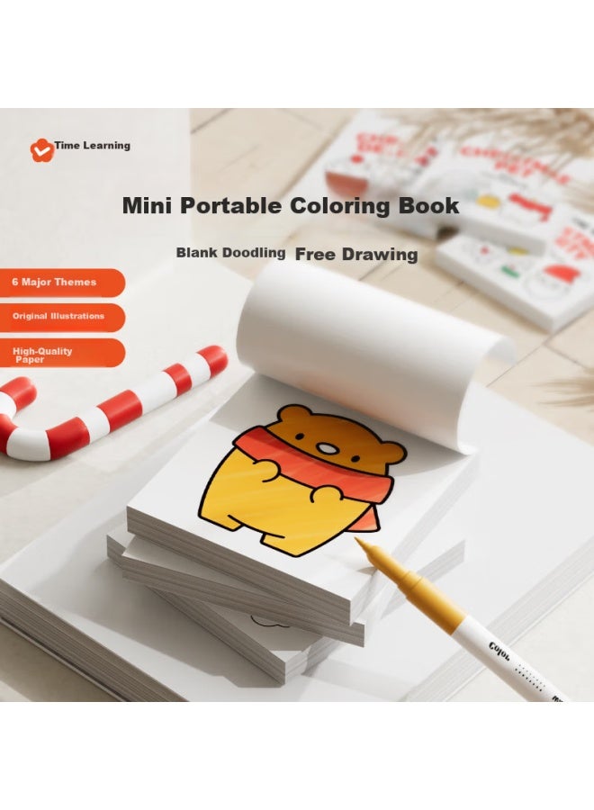 Time Science Shiguangxue Convenient Mini Coloring Books Set Of 6, 2-6 Years Old Children's Doodle Picture Books, Mini Drawing Books, Watercolor Pen Drawing, Kindergarten Coloring Books, Sticky Notes, Multi-themed Early Education Enlightenment Cognitive Drawing Books, Children's Back-to Gift - Image 1