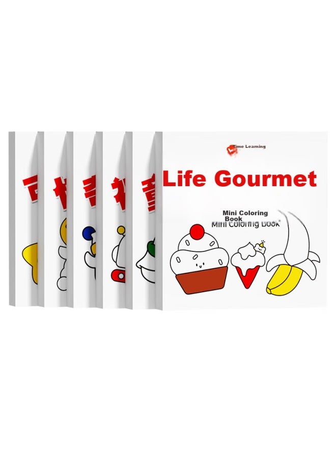 Time Science Shiguangxue Convenient Mini Coloring Books Set Of 6, 2-6 Years Old Children's Doodle Picture Books, Mini Drawing Books, Watercolor Pen Drawing, Kindergarten Coloring Books, Sticky Notes, Multi-themed Early Education Enlightenment Cognitive Drawing Books, Children's Back-to Gift - Image 5