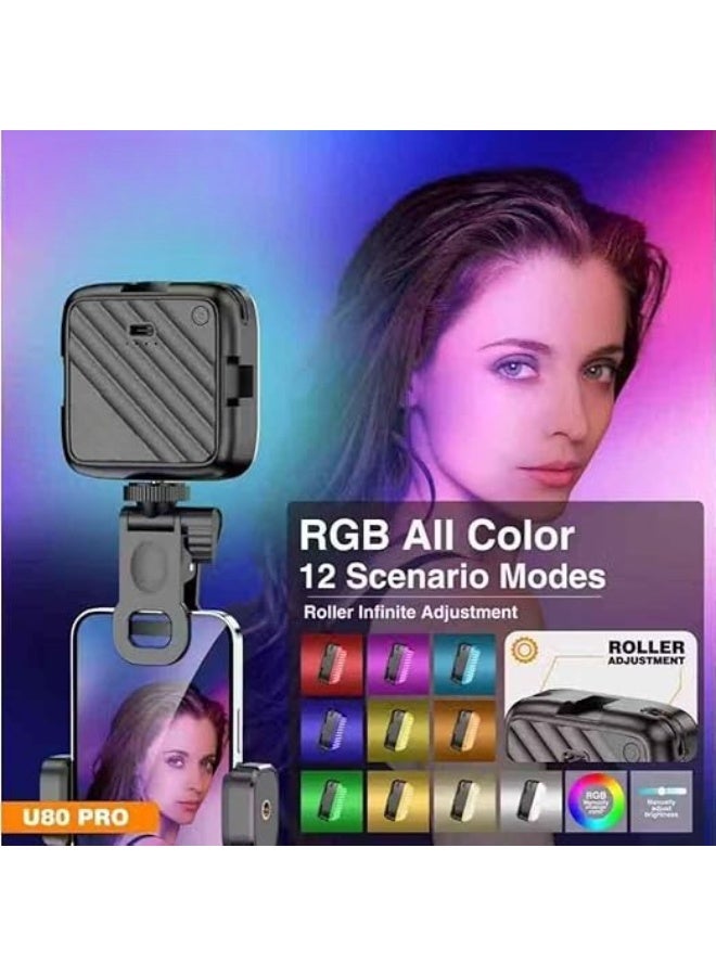 RGB LED Light for Mobile – U80 Pro Style – 12 Color Modes – Compact Video & Photography Light for Phones - Image 3
