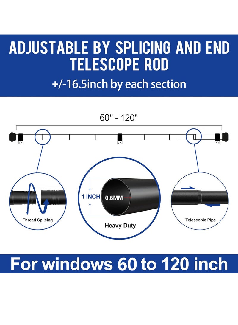 Uwals Heavy Duty Adjustable Black Curtain Rods 25MM for Windows Outdoor Farmhouse Bedroom Kitchen Living Room Easy Install - Image 4