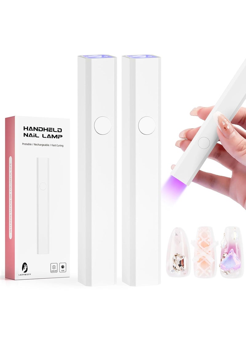 LadyMisty 2 Pack Uv Light for Gel Nails Uv Nail Lamp Handheld Gel Nail Uv Light for Nails UV Led Nail Lamp Nail Lamps for Gel Polish Gel Nail Lamp Gel Nail Light Cure Led Lamp Nails USB Nail Cure Lamp 