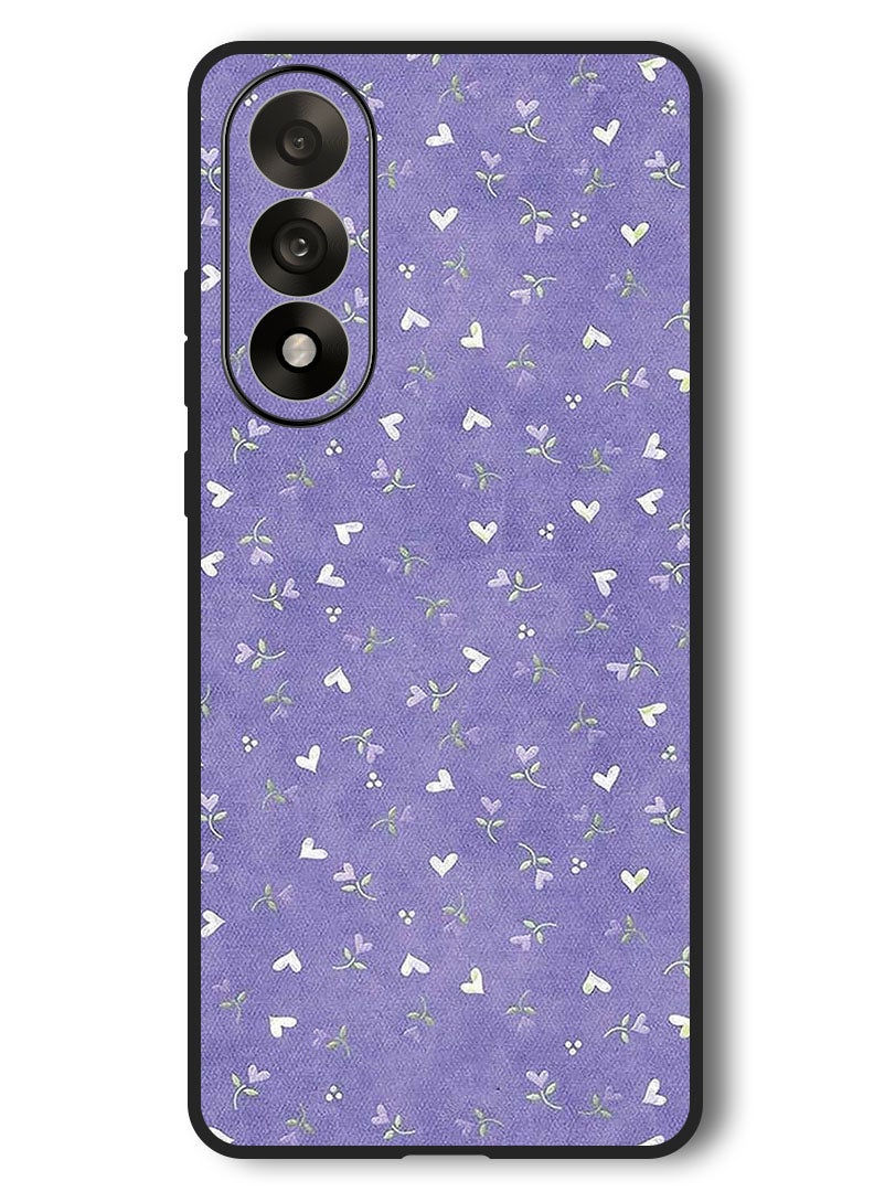 Theodor Case Compatible with OnePlus Nord 5 6.83 Inch Protection Shockproof Bumper Cover Hearts Purple Background - Image 1