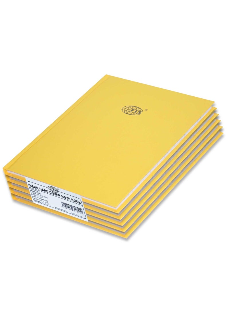 FIS Pack of 5  Neon Hardcover Notebook Single Line, 9X7 Inches (22.86 X 20.32 CM), 100 Sheets, Gold -FSNB97N200 - Image 1