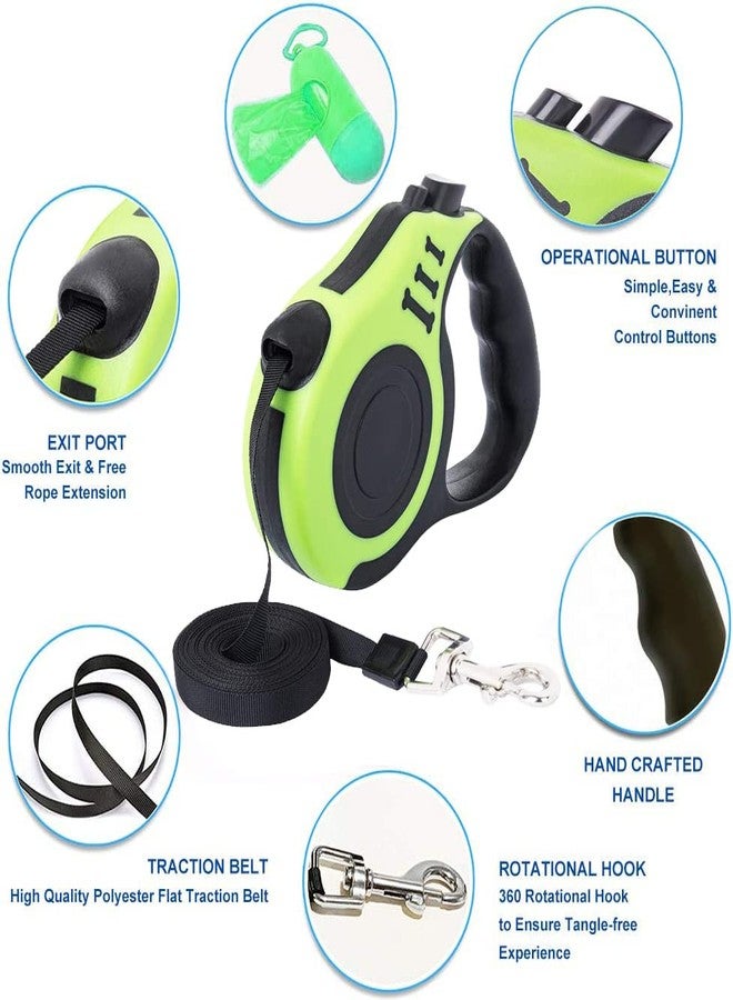 Gbivbe Retractable Green Dog Leash for Medium & Small Dogs & Cats - 16.5FT Tangle Free, Heavy Duty Walking Leash with Anti Slip Handle, Pause & Lock Strong Nylon Tape - Image 3