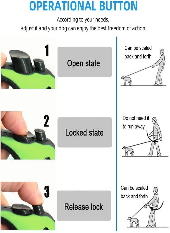 Gbivbe Retractable Green Dog Leash for Medium & Small Dogs & Cats - 16.5FT Tangle Free, Heavy Duty Walking Leash with Anti Slip Handle, Pause & Lock Strong Nylon Tape - Image 5