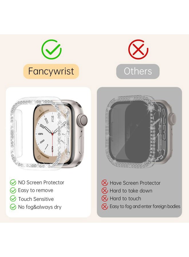 Fancywrist Boho Bracelet & Case Compatible with Apple Watch Band 40mm 44mm 45mm 41mm 38mm 42mm Women, Handmade Multilayer Leather Wrap Strap with Glitter Bumper for iWatch Series 9 8 7 6 5 4 3 2 1 SE - Image 4